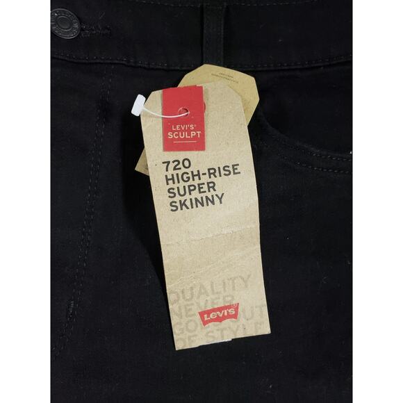 Levis 720 Jeans Size 18 Womens Black Pants Stretch Denim High Rise Skinny NWT - Picture 4 of 16